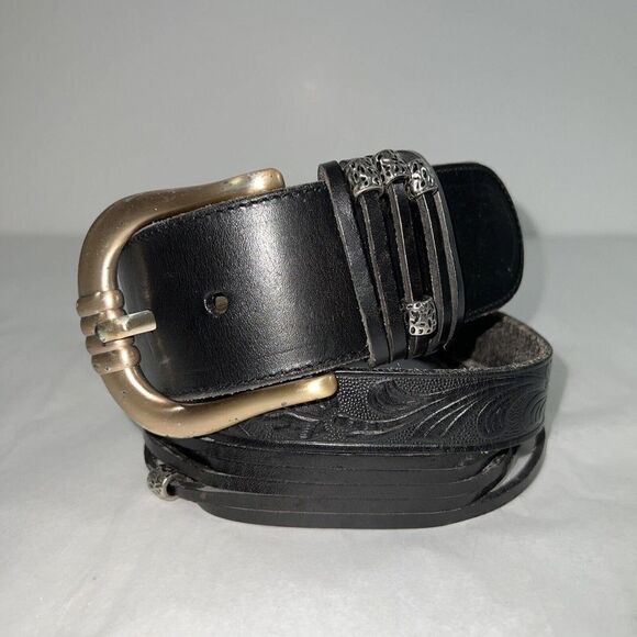 Tony Barcelona Beaded Wide Leather Belt Made In Spain Adjustable Brown Leather - Picture 1 of 8